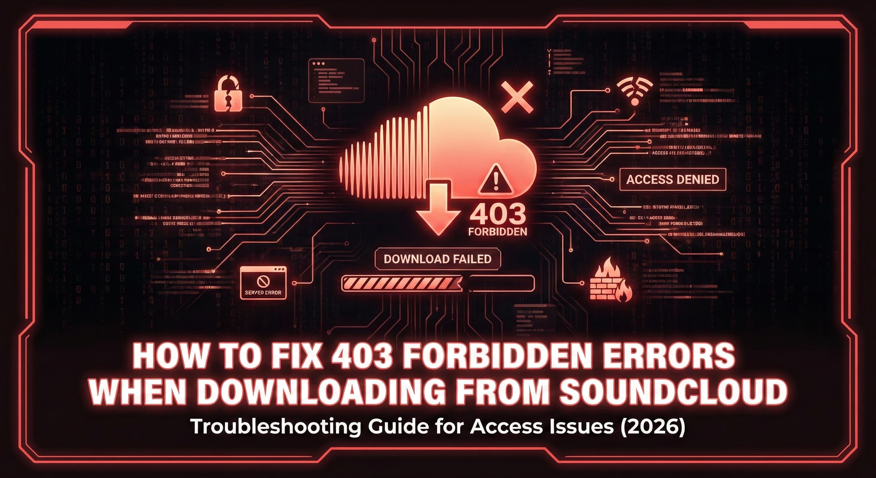 How to fix 403 Forbidden errors when downloading from SoundCloud - Soundverter troubleshooting guide. Avoid IP blacklisting and get reliable SoundCloud to MP3 downloads.
