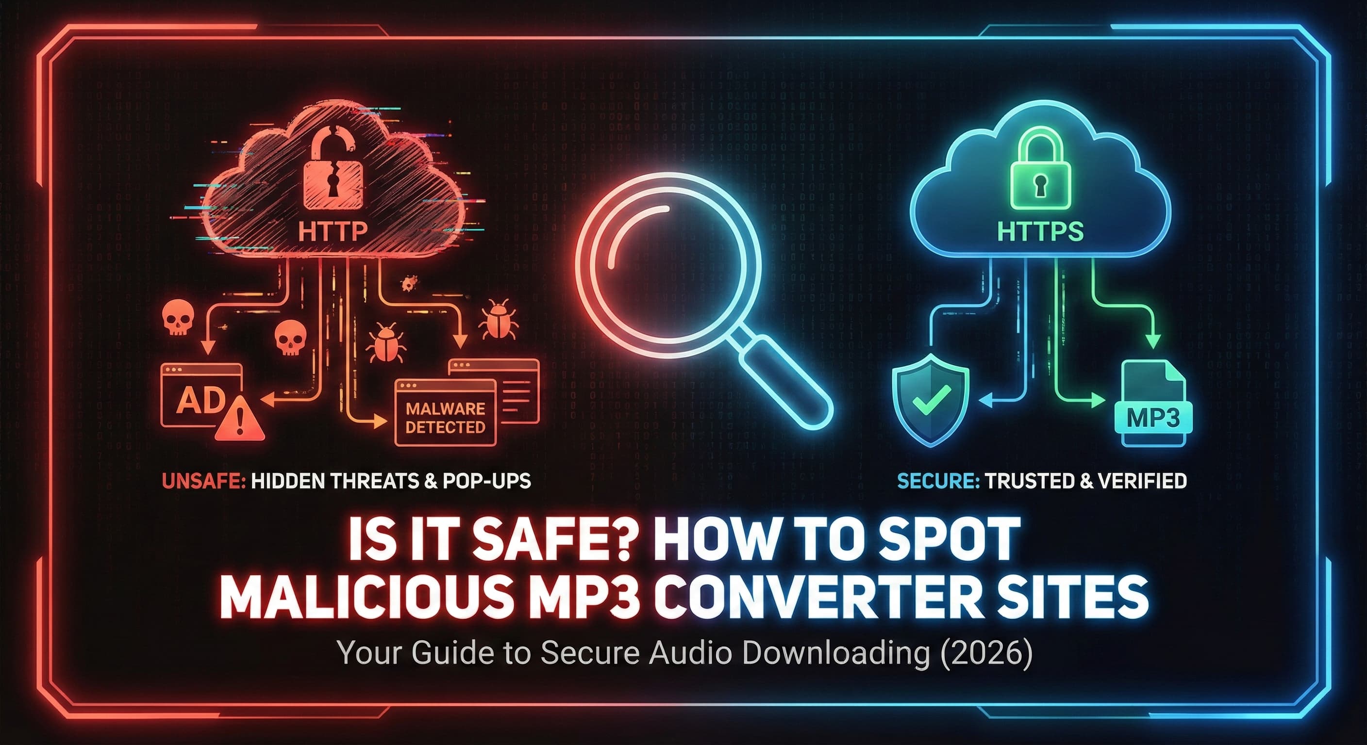 Is it safe? How to spot malicious MP3 converter sites. Soundverter security guide: avoid viruses, pop-ups, and unsafe SoundCloud downloaders with our safety checklist.