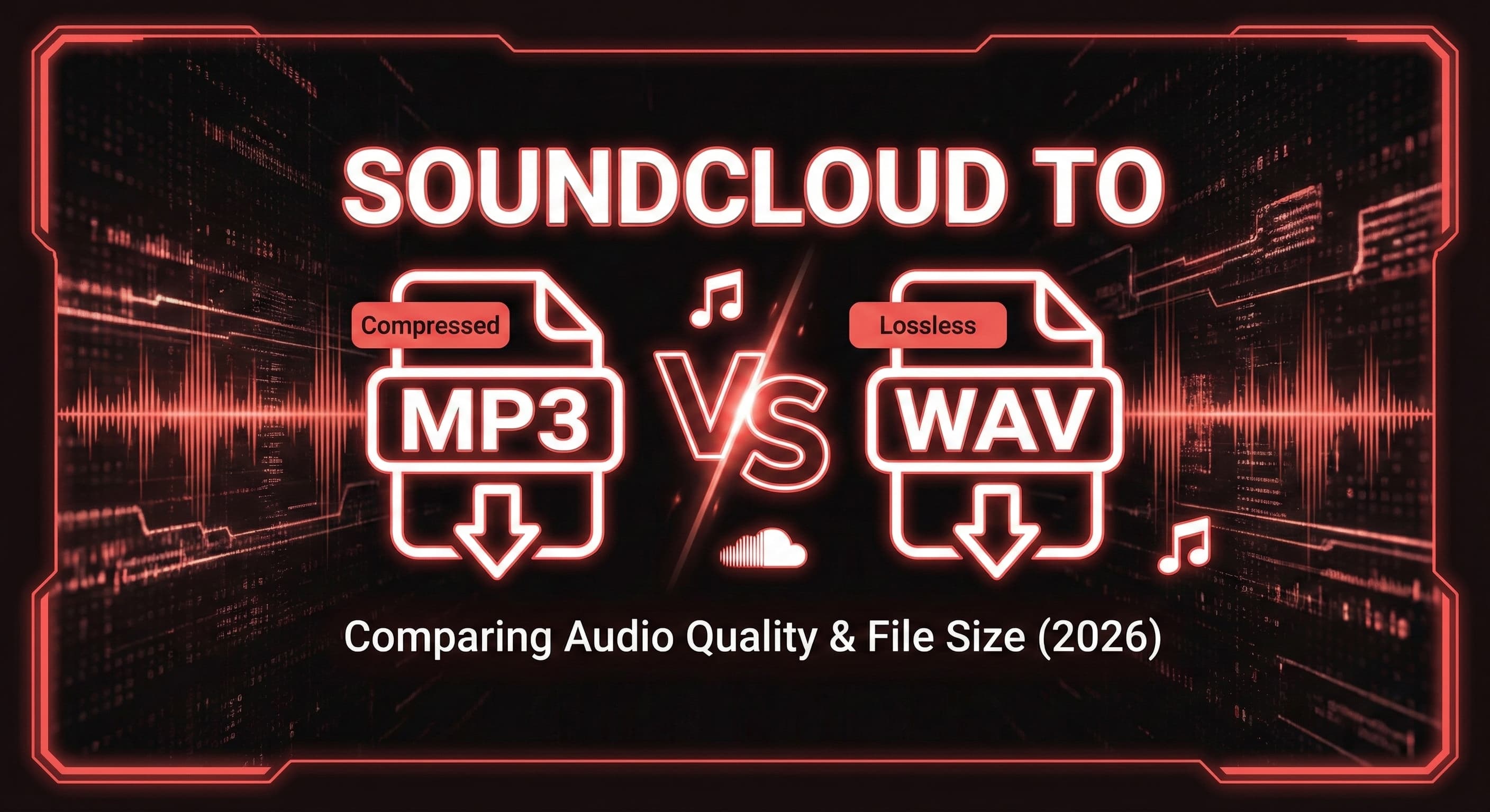 SoundCloud to MP3 vs WAV comparison - Soundverter lets you download in 320kbps MP3 or lossless WAV. Choose the right format for listening, DJing, or production.